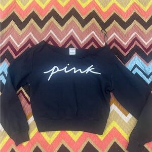 PINK Victoria's Secret Black Sweatshirt with White Logo